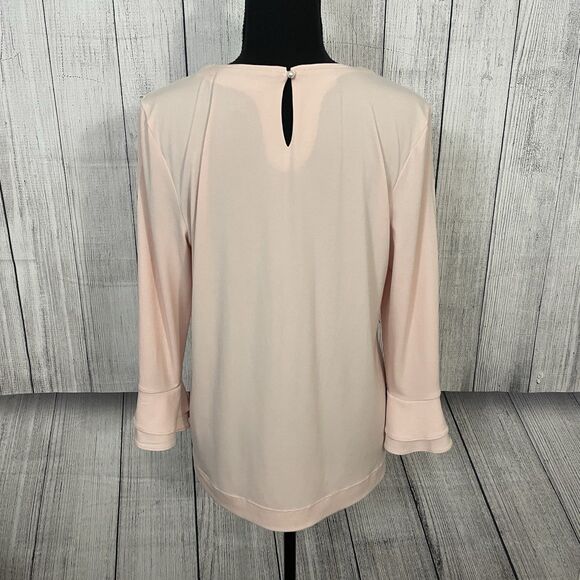 Karl Lagerfeld Women's Medium Pink 3/4 Flutter Sleeve Stretch Knit Top - Picture 6 of 7